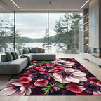 Crimson and Pink Anemone Floral Explosion Rug
