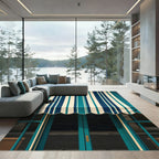 Teal and Navy Blue Vertical Stripe Rug