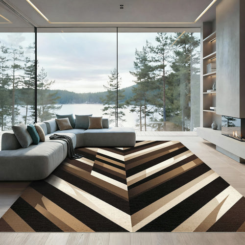 Abstract Earthy Tone Chevron Stripe Rug