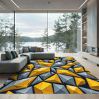 Yellow Gray Geometric Crystal Arrangement Rug