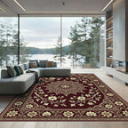Ornate Golden Floral Vine Arrangement Rug