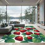 Vibrant Red Strawberry Garden Botanical Rug