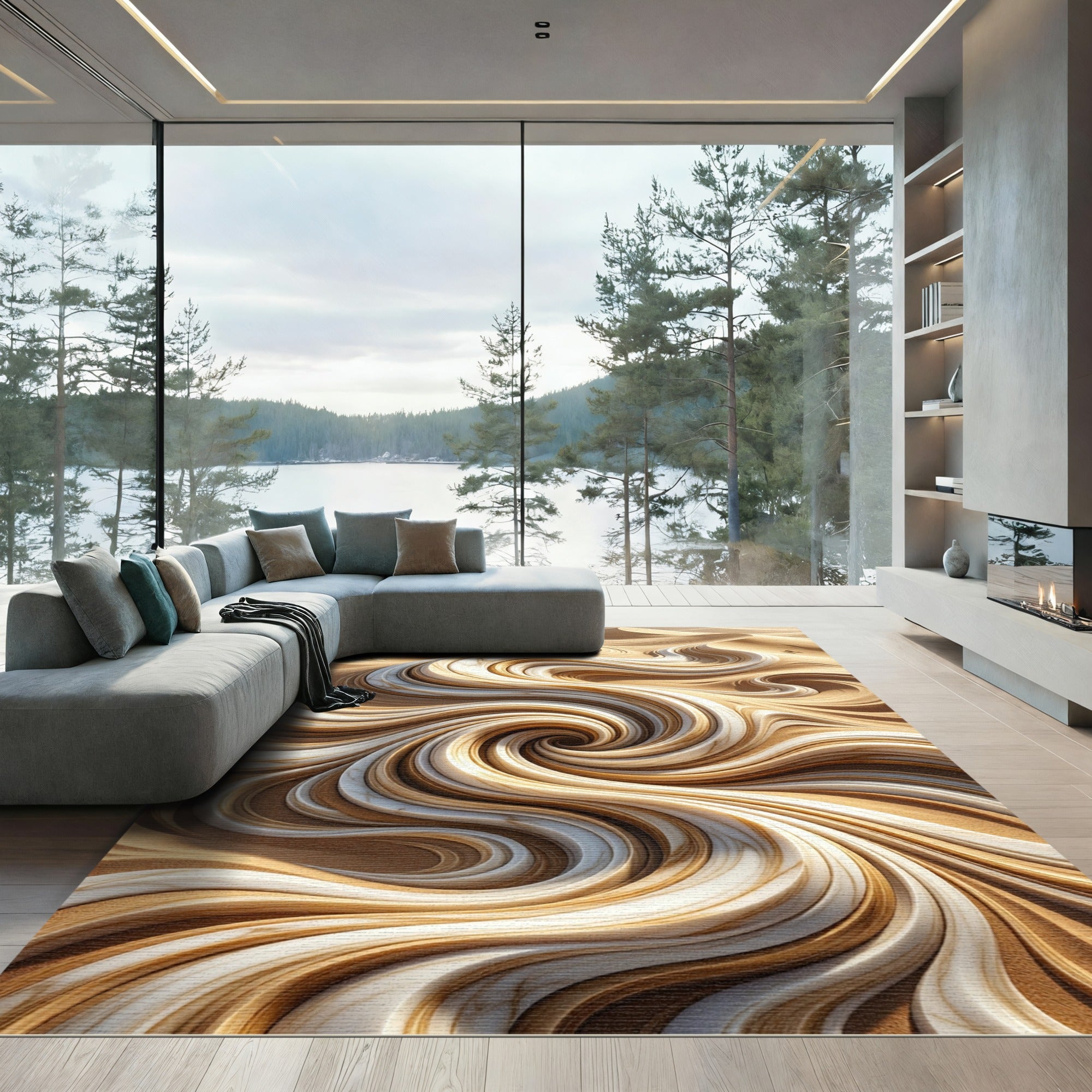 Swirling Marble Dune Abstract Rug