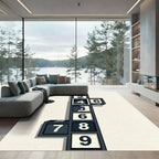 Modern Monochrome Geometric Number Block Grid Rug