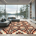 Peach Lattice Floral Geometric Rug