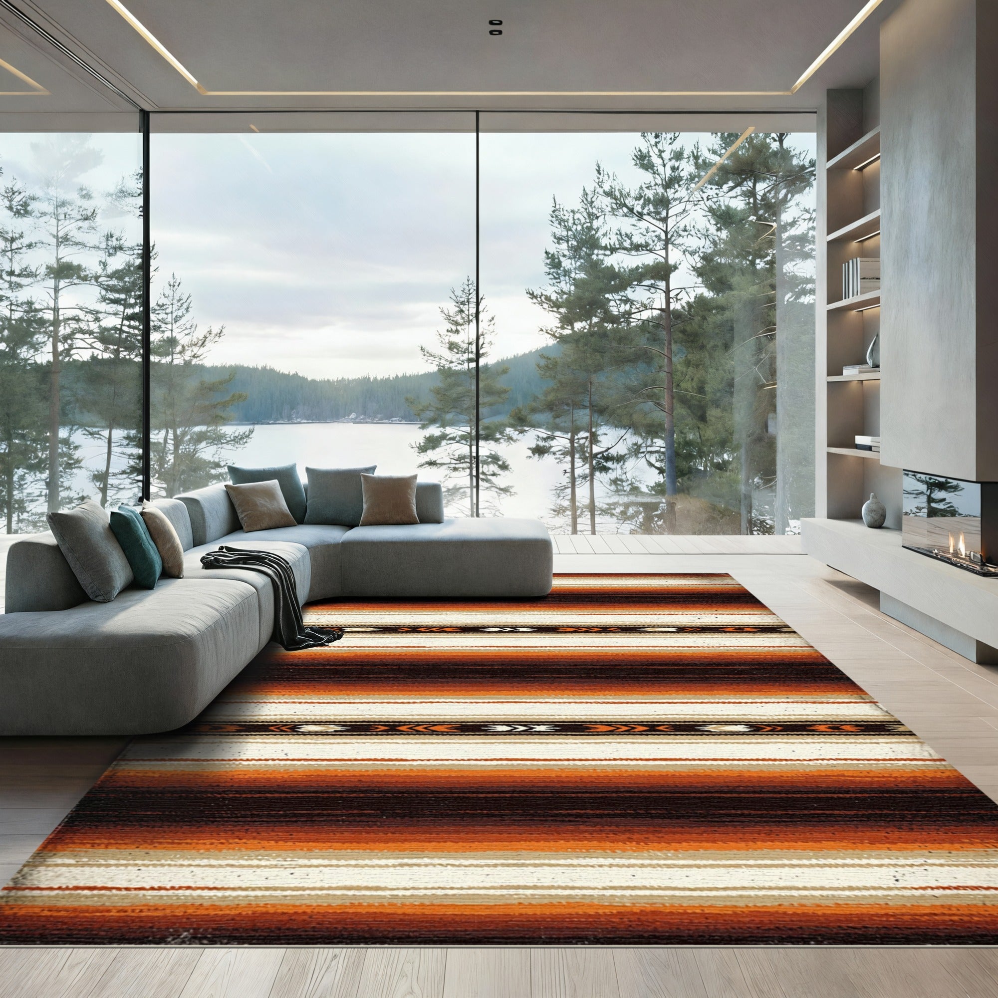 Rustic Desert Earth Tone Striped Rug