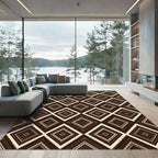 Brown Geometric Diamond Ethnic Rug