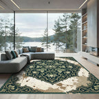 Elegant Sage Forest Lotus Medallion Rug