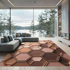 Geometric Hexagon Gold Tone Nude Rug