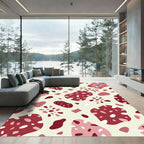 Abstract Red Speckled Organic Shapes Rug