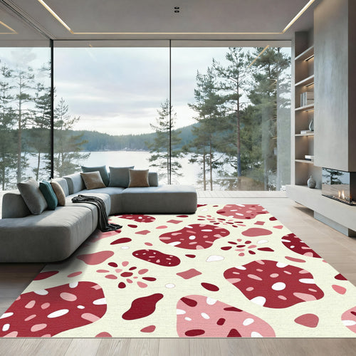 Abstract Red Speckled Organic Shapes Rug