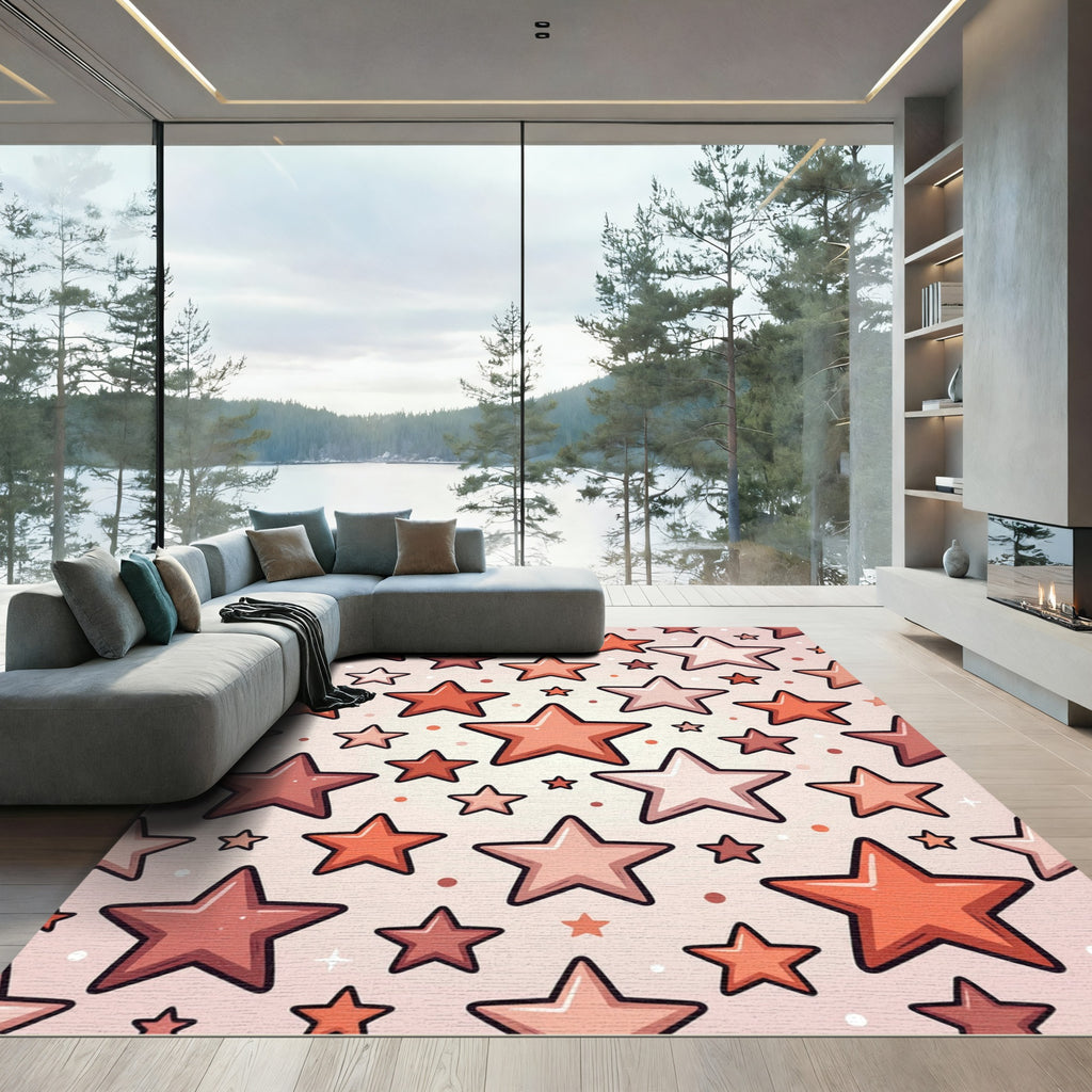 Pink Star Cluster Motley Rug