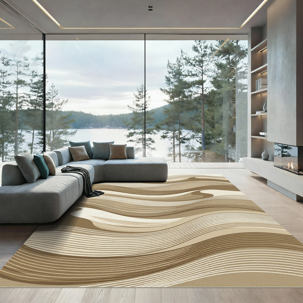 Abstract Sand Dune Wavy Line Rug