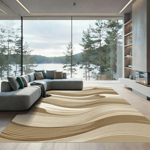 Abstract Sand Dune Wavy Line Rug
