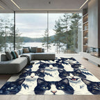 Monochrome Black and White Cat Portrait Rug