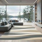 Modern Abstract Neutral Wavy Stripe Rug