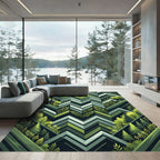 Green Forest Geometric Zigzag Rug