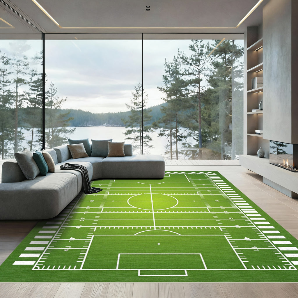 Green Athletic Field Diagram Graphic Rug