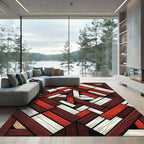 Crimson Plank Weave Geometric Rug