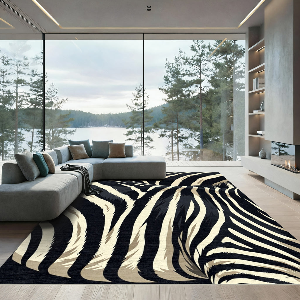 Wild Zebra Stripe Textile Rug