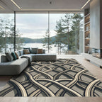 Elegant Taupe Interlocking Arched Lattice Rug