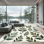 Green Leafy Branch Pattern Rug