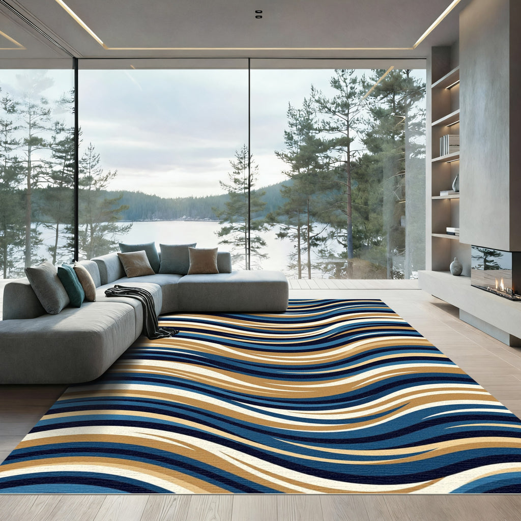 Navajo Blue Golden Wave Rug