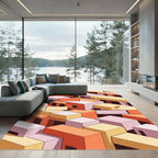 Geometric Blocks Abstract Orange Yellow Rug