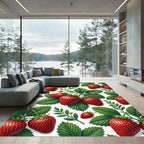 Vibrant Red Strawberry Garden Botanical Rug