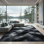 Abstract Monochrome Ink Stroke Swirl Rug