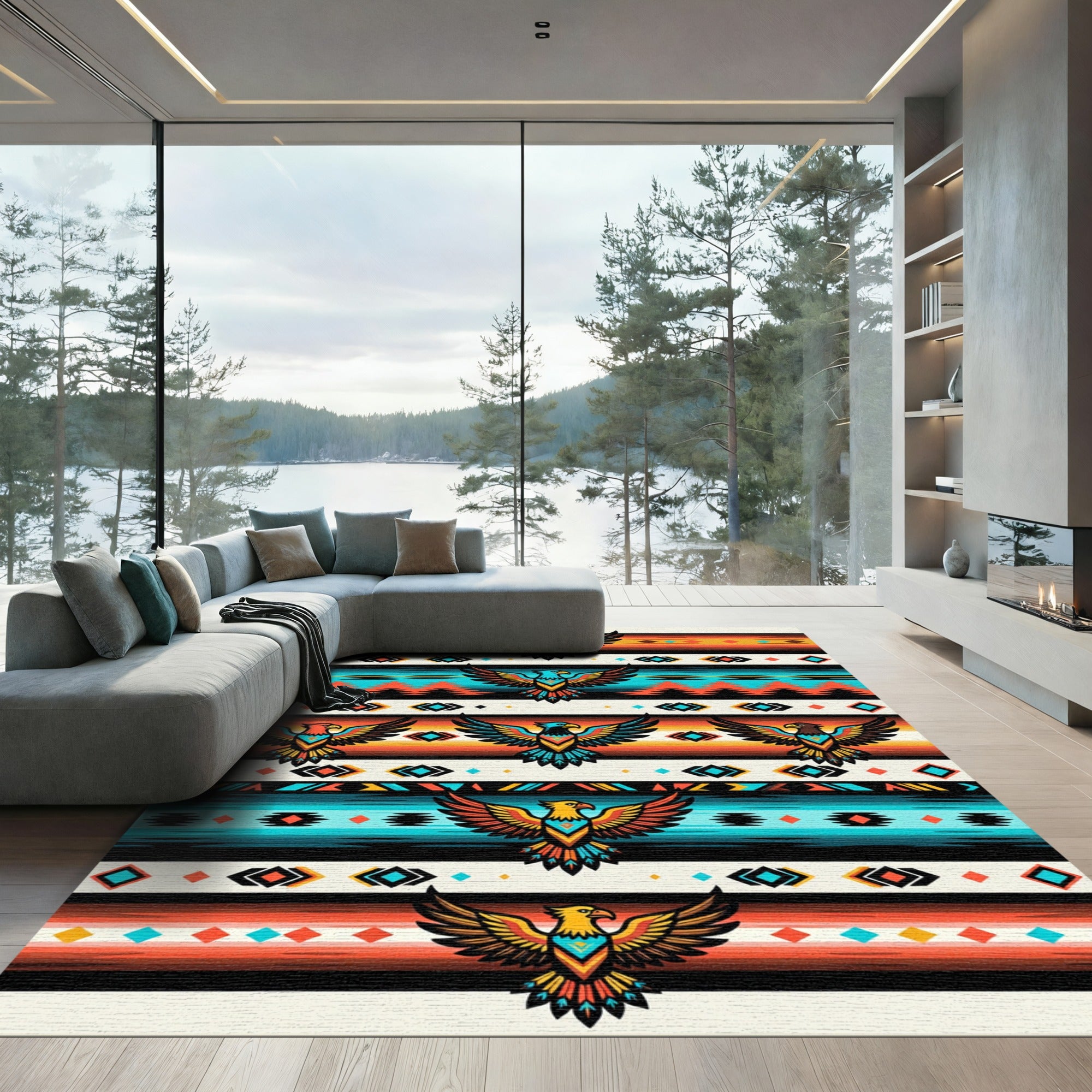 Bold Eagle Tribal Stripe Rug