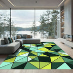Emerald Green Geometric Triangle Collage Rug