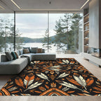 Bold Orange Feather Tribal Arrow Rug