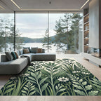 Botanical Green Wildflower Meadow Meadowscape Rug