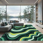 Emerald Swirls With Golden Accent Rug