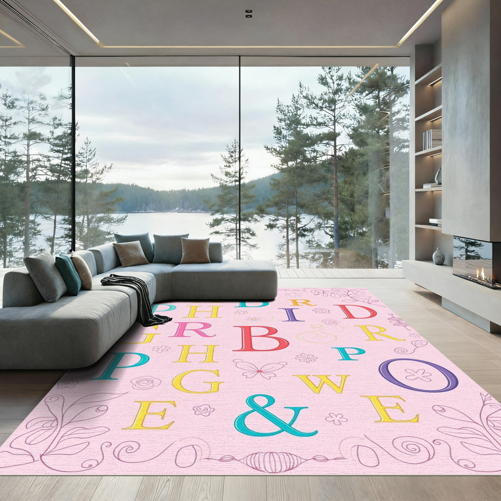 Colorful Alphabet Garden Whimsy Rug