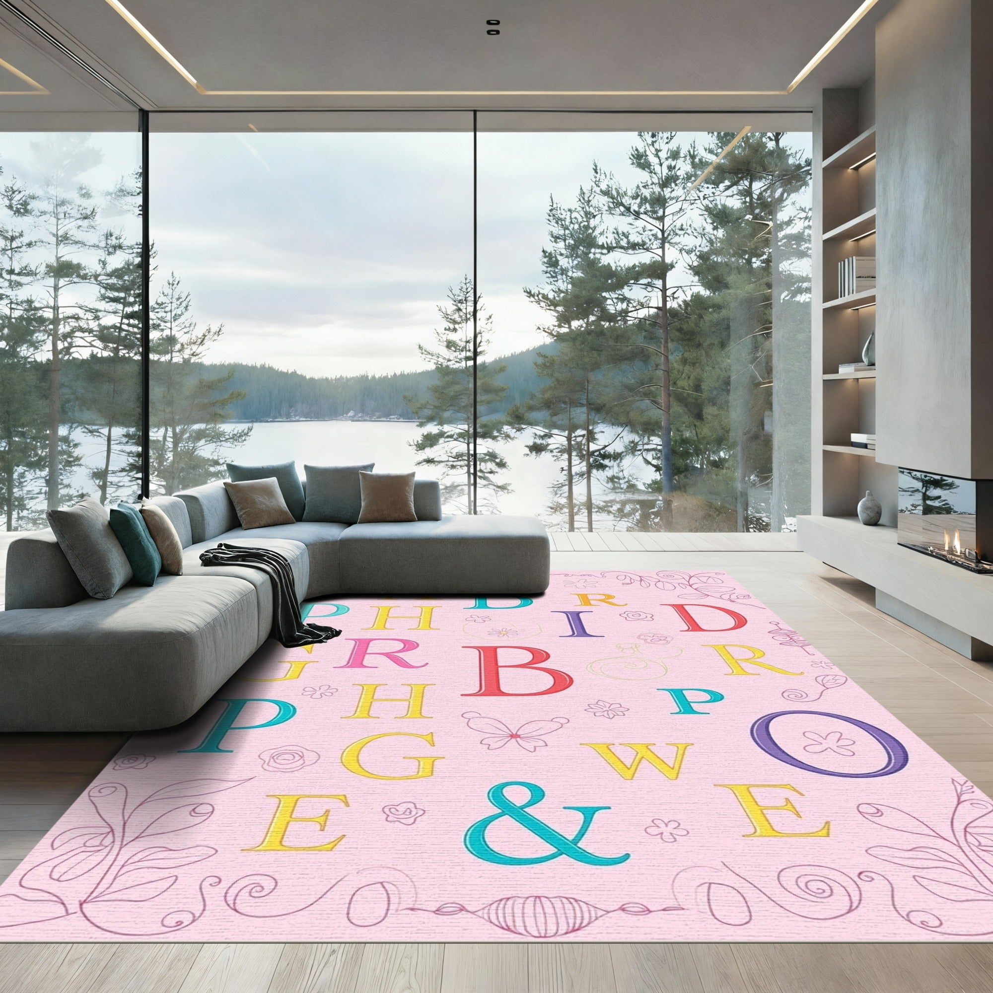 Colorful Alphabet Garden Whimsy Rug