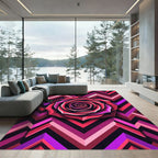 Geometric Vivid Rose Chevron Art Rug