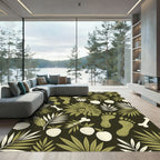 Tropical Jungle Footprint and Bone Illustration Rug