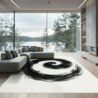 Black Ink Swirl Abstract Rug