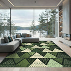Forest Green Geometric Triangle Arrangement Rug