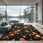 Abstract Golden Geometric Shard Mosaic Rug