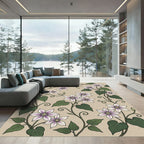 Elegant Lilac Starburst Vine Cream Rug