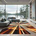 Geometric Sunburst Horizon Lines Rug