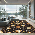 Celestial Golden Diamond Constellation Art Rug
