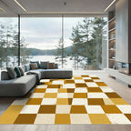 Modern Ochre Geometric 3D Block Rug