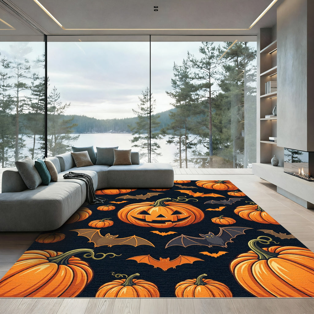 Spooky Jack O Lantern Halloween Night Rug