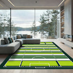 Modern Green and White Striped Pitch Rug