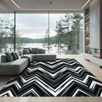 Sharp Black White Zigzag Stripes Rug