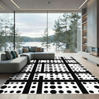 Black White Polka Dot Grid Rug